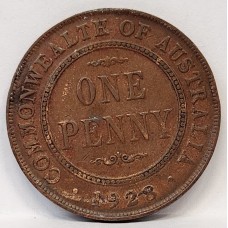 AUSTRALIA 1928 . ONE 1 PENNY . VARIETY . BROKEN 8